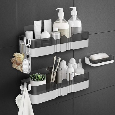 , Separable Shower Organizer with Soap Dish and Hooks, No
