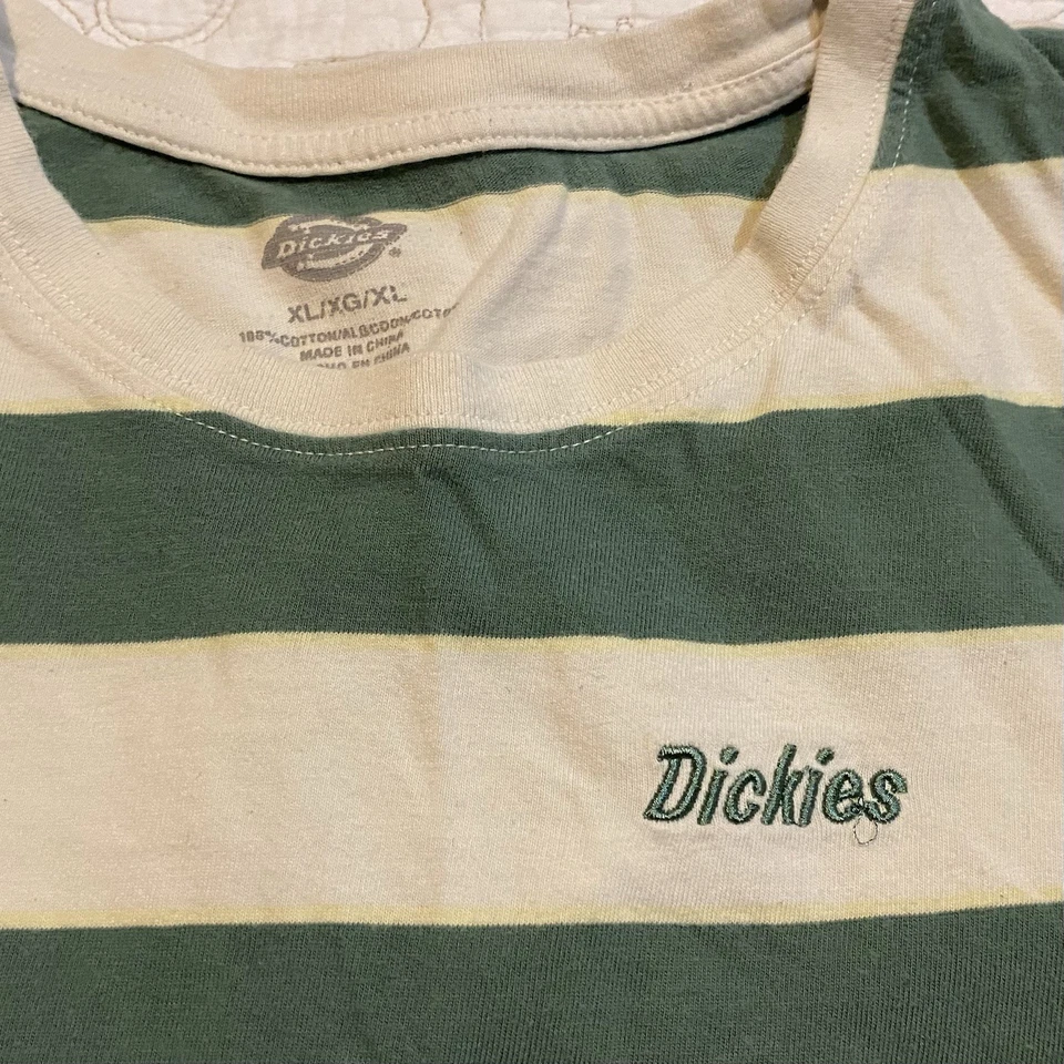 Camiseta Dickies Juniors estilo retrô anos 90 listrada de algodão verde hera (XL) - Imagem 4 de 4