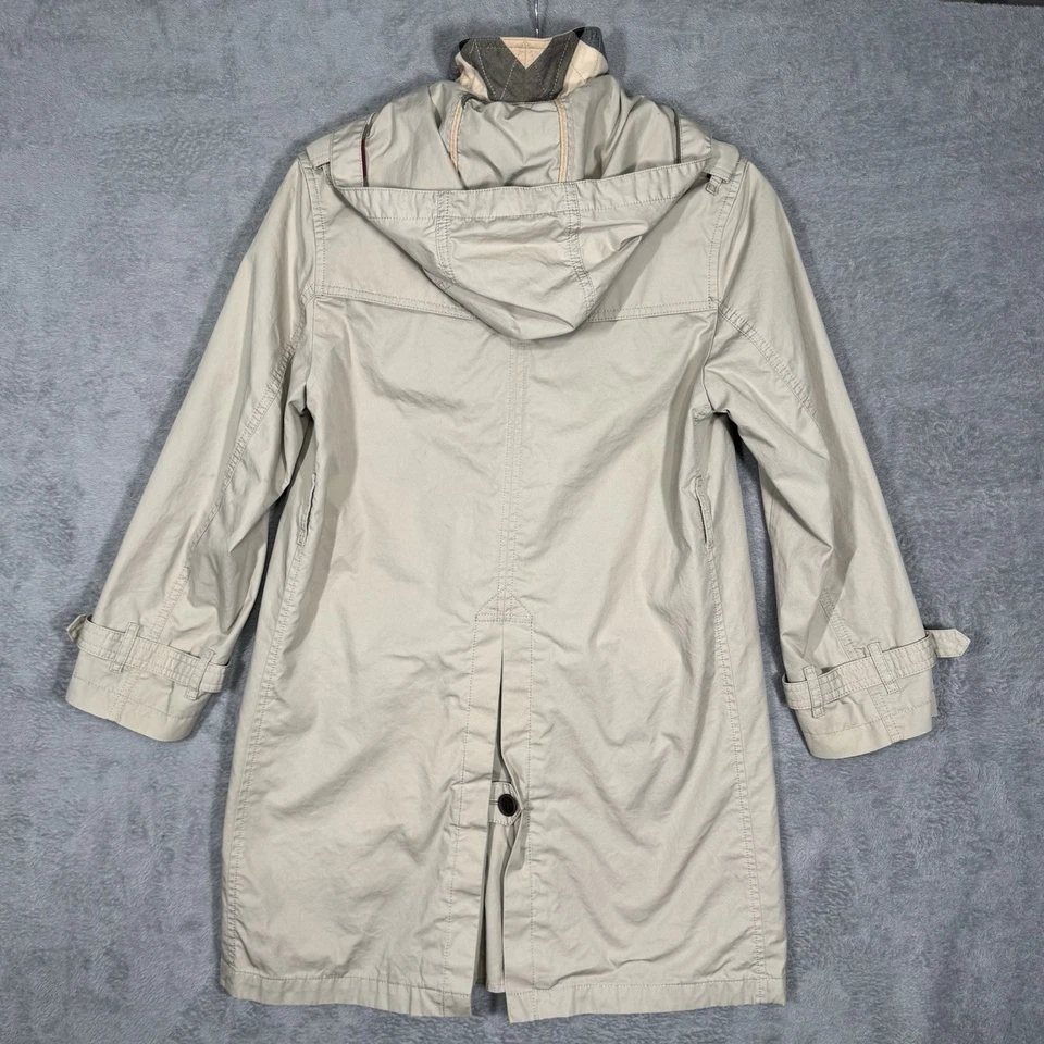 Trench coat infantil Burberry meninas 14Y 164cm bege com capuz peito duplo - Imagem 4 de 4