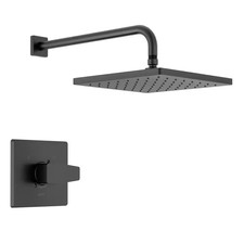 Modern1-Handle Wall Mount Shower Trim Kit in Matte Black Valve Not Included