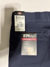Dickies 874 Original Fit 33x30 Mens Work Pants Navy Blue NEW NWT Center Crease