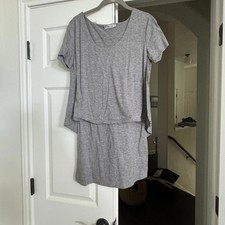Grey jersey set with a short sleeve top and body con dress.