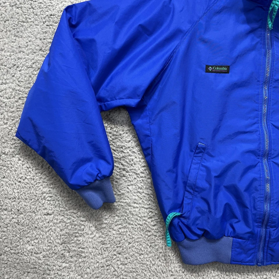 VTG Columbia Jacket Mens M Blue Fleece Lined Falmouth Bomber Windbreaker 90s - Image 4 of 4