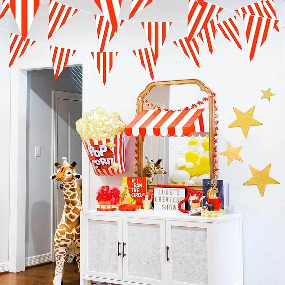 Очаровательный красно-белый карнавальный вымпел баннер - треугольный декор для вечеринки - 66 футов - Изображение 4 из 4