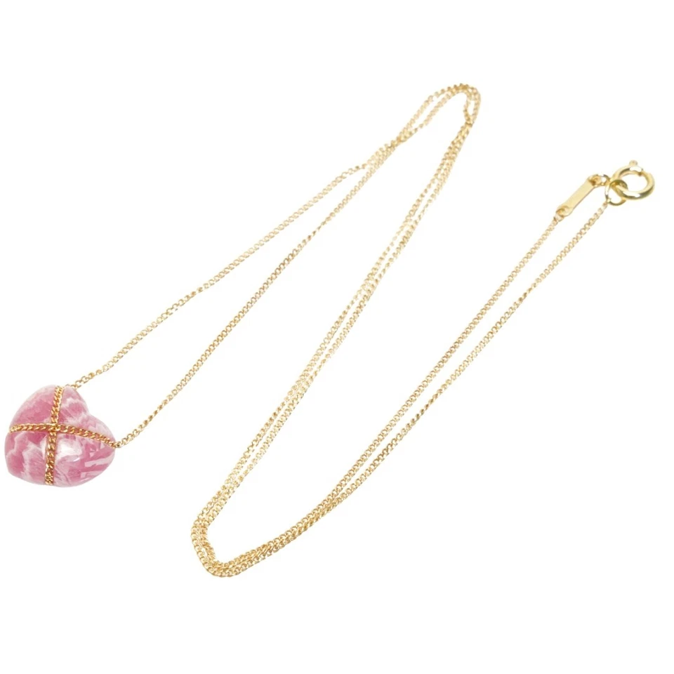 Auténtico Collar Colgante Corazón Rodocrosita Tiffany & Co Oro Amarillo 14K 585 De Colección Foto 2 de 4