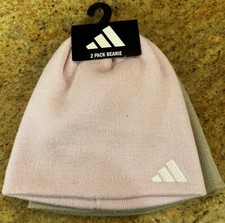 Adidas Knit Beanie 2 Pack Solid Pink And Solid Tan New With Tags