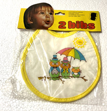 Vintage Baby Bib Vinyl Fabric Owls Tommee Tippee Disney Ladybugs Flowers
