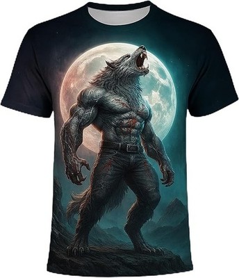 Funny Wolf Graphic T-Shirt Novelty Short Sleeve Crewneck Shirt