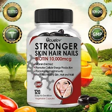 Biotin 10000mcg 120 Capsules Lifts Firms Moisturizes Whitening Skin Non-GMO