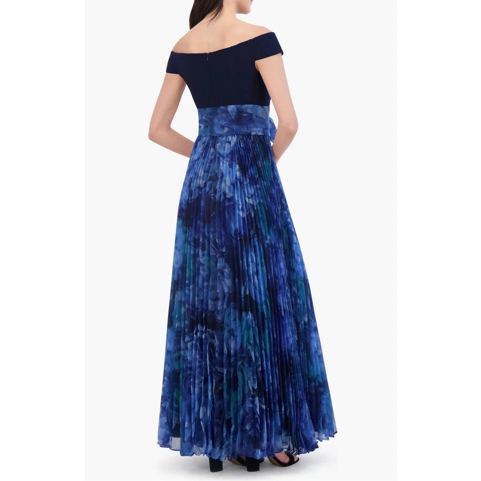 Eliza J Pleated Off-Shoulder Navy Gown - Size 18 (new) - Image 2 of 4