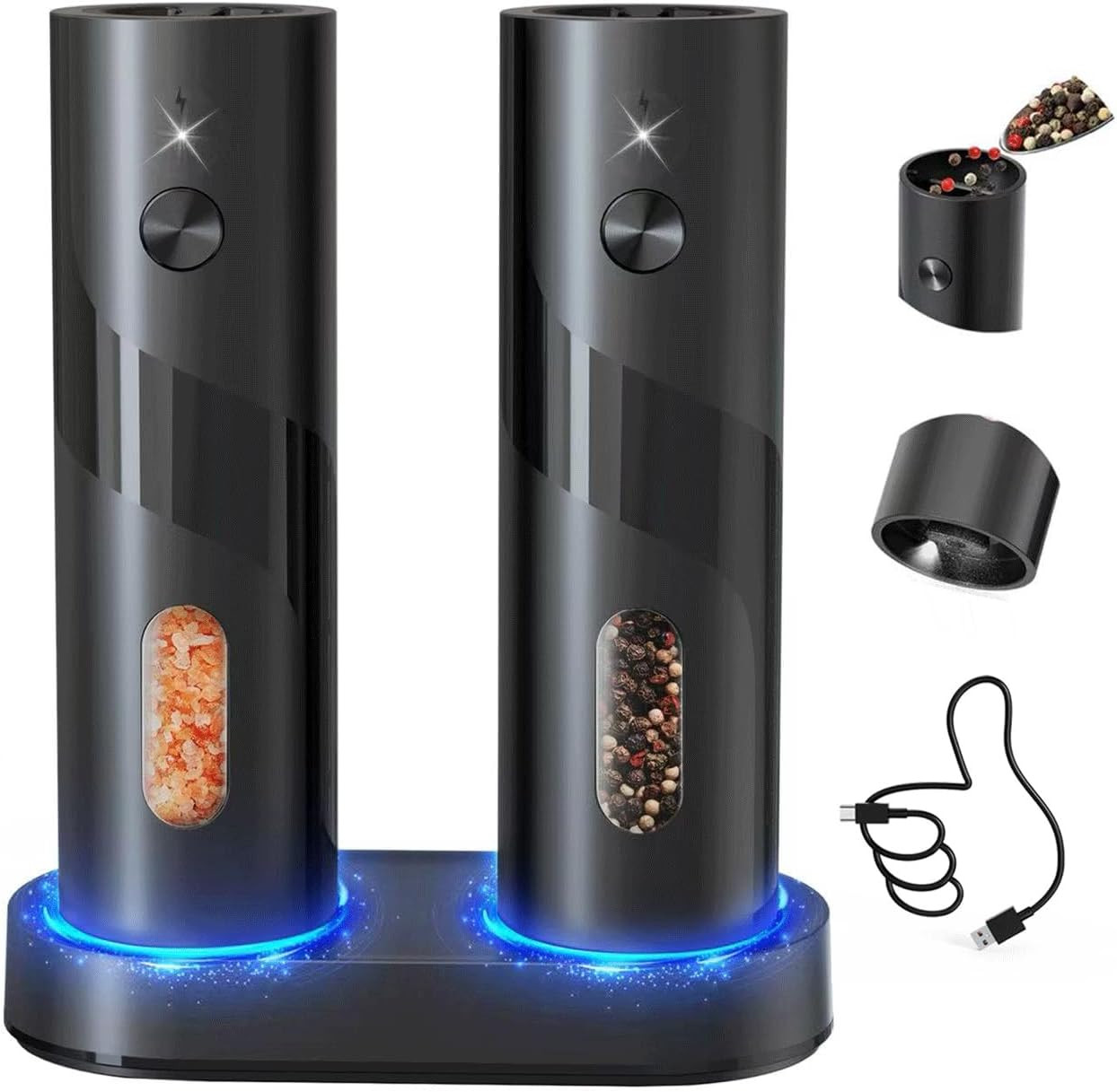 Rechargeable Electric Salt and Pepper Grinder Set Automatic Pepper Mill Grinders