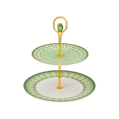 Rosenthal Swarovski Signum Fern Etagere 2 Tier Green Porcelain Cake Stand 25 cm