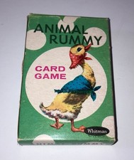 Vintage Whitman Animal Rummy Card Game 44 Cards Box no rule card made in USA
