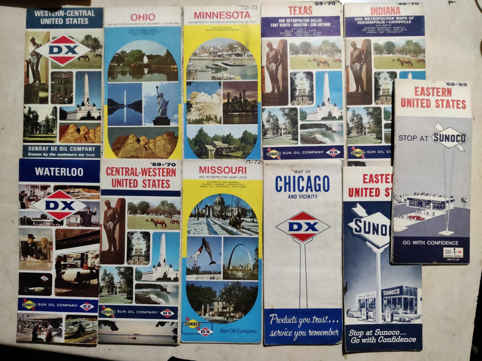 Sunoco DX Vintage USA American Classic Car Maps Job Lot Americana