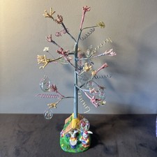 18" Easter Tabletop Tree Porcelain Base 8 Hand Blown  Painted Glass Ornaments