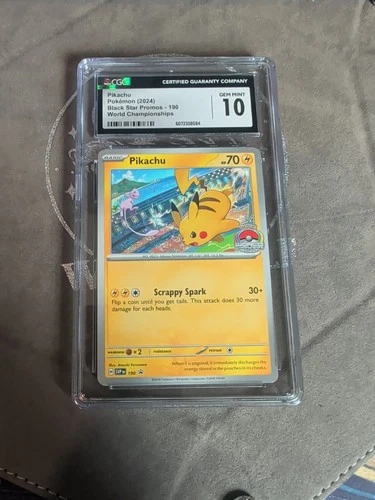 2024 Pokemon Pikachu 190 World Championship Black Star Promo CGC 10 Gem Mint