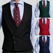 Man Vest for Wedding Double Breasted Waistcoat Formal Business Suit Vest