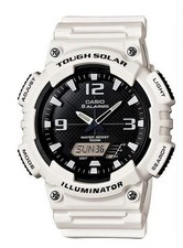 Casio AQS810WC-7AV, Illuminator Combo, Solar Powered, 5 Alarms, White Resin