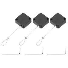 4.9 ft Retractable Cable Security Lock with Latch 600g, Black, 3 Pack