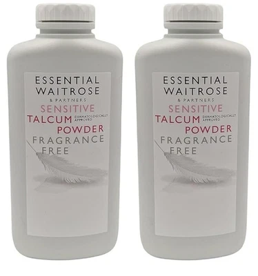 1x Waitrose Essential Sensitive Talcum Powder 250g (500g Total) – Fragrance Free
