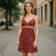 NICOLE MILLER COLLECTION Silk Babydoll Dress Women’s 4 Animal Prints Mob Wife