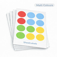 Matt Coloured Round Labels | A4 Self Adhesive Sticky Labels