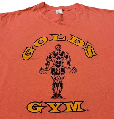 Vintage 90s Gold's Gym Workout Fitness Lifting Peach Pink T-Shirt