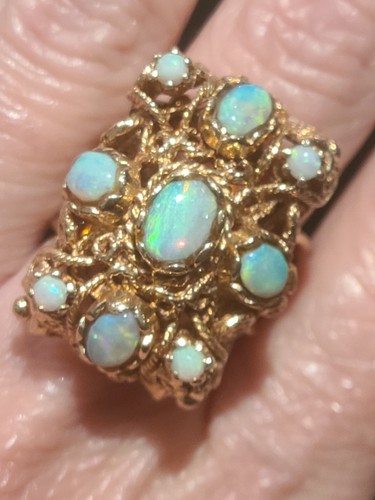Antique 14k Opal Ring, Large Antique Gold Ring, Big Antique Opal Ring