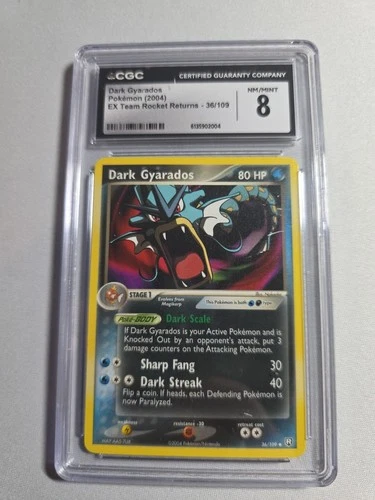 CGC 8 MINT Dark Gyarados 2004 EX Team Rocket Returns 36/109 Pokemon Card