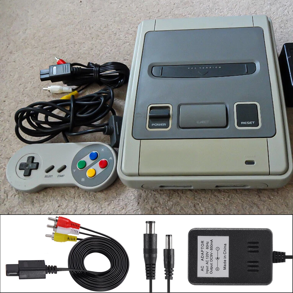 Audio AV RCA+AC Cable Power Supply Adapter Cord For Super Nintendo SNES Game Set - Image 3 of 4
