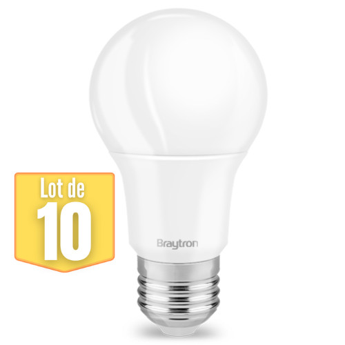 Ampoule LED A60 E27 9W blanche lot de 10 pour un éclairage domestique standard