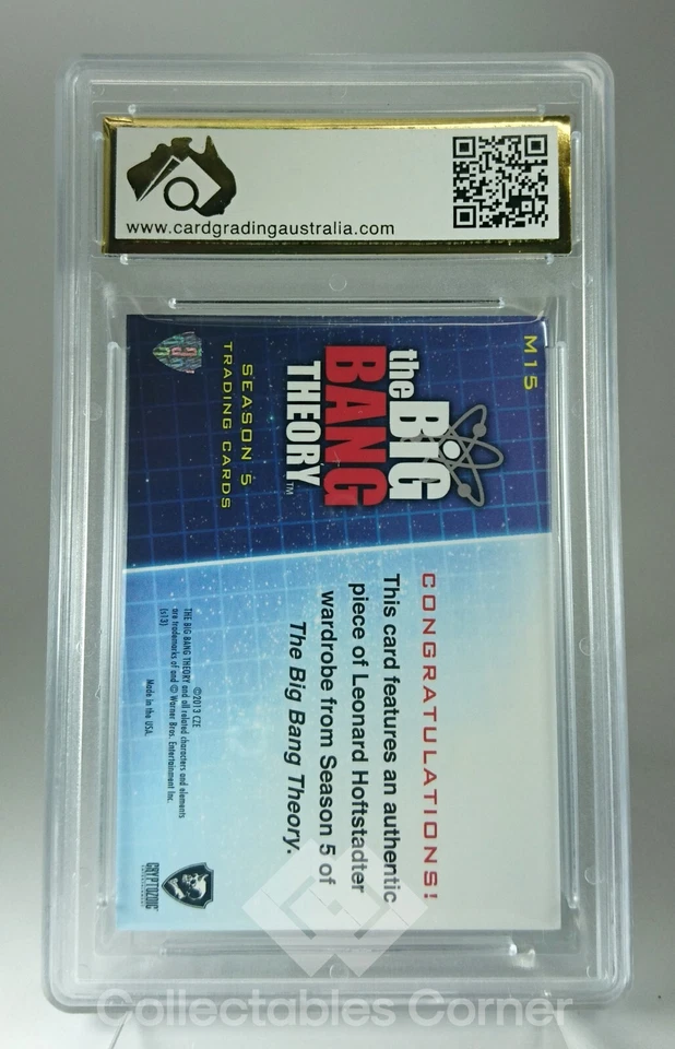 2013 Big Bang Theory Season 5 Johnny Galecki As Leonard Wardrobe Card Graded 9 - Image 3 of 3