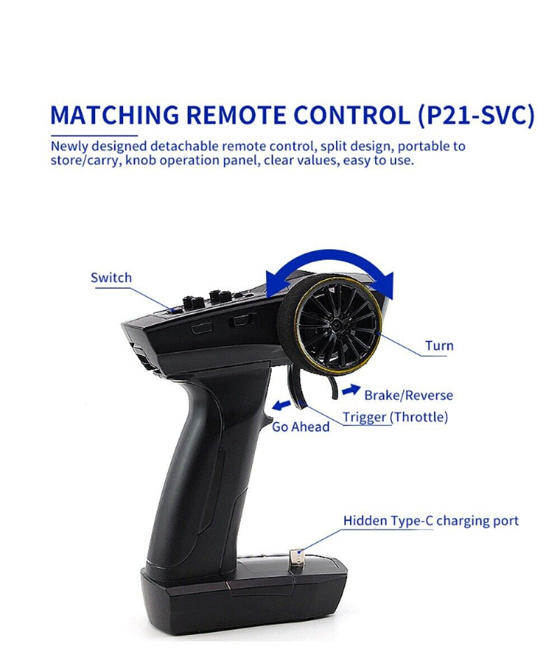 TURBO RACING C64 1/76 Full Scale Mini Remote Control Drift RC Car With Gyro BLUE