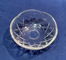 Vintage Clear Glass Star Patterned Bobeche 5 Connector Pins