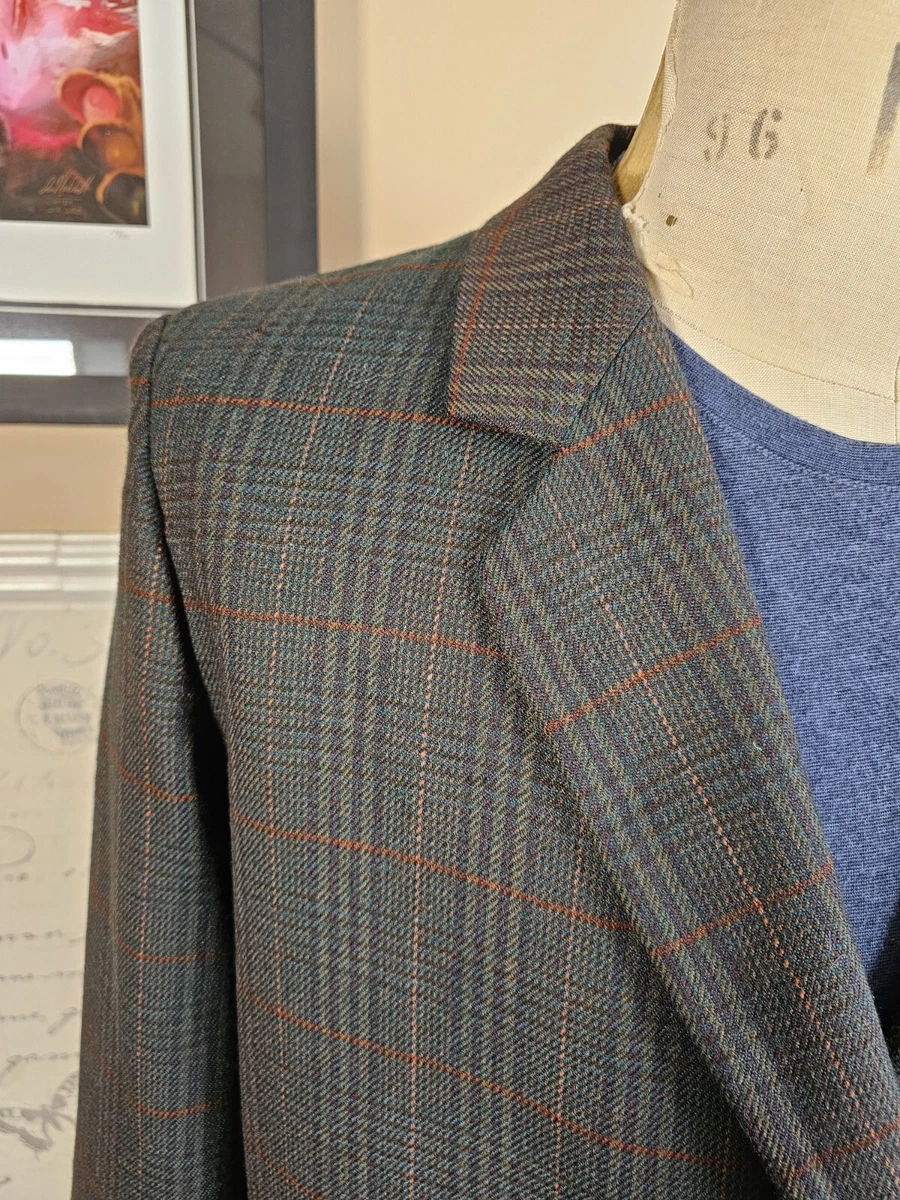 Chaqueta de Colección Burberry Para Mujer Reino Unido 10-12 Regular 100% Lana Verde Tartán Blazer