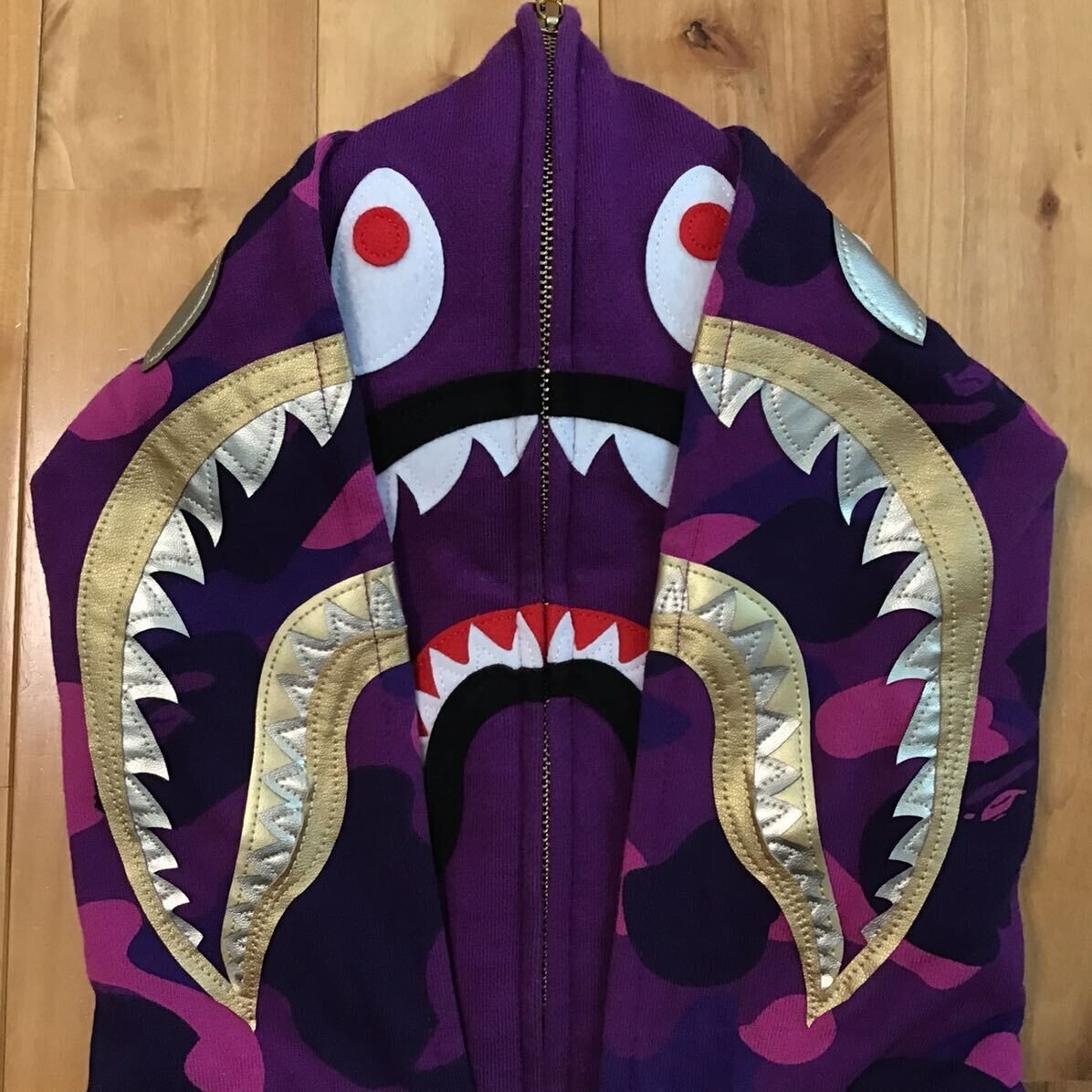 BAPE Double shark full zip hoodie Purple camo A Bathing Ape