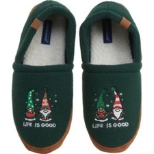 LIfe Is Good Men's Fleece A-Line Slipper Gnome Green 10M Large New