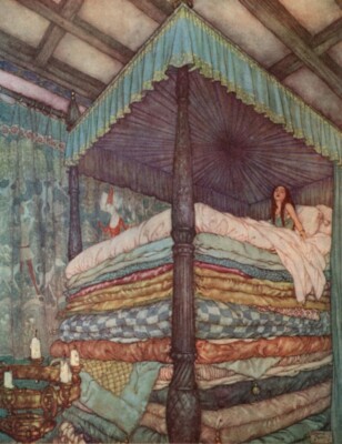 The Princess and the Pea : Edmund Dulac : 1911 : Bedtime Scene Fairy Tale Print