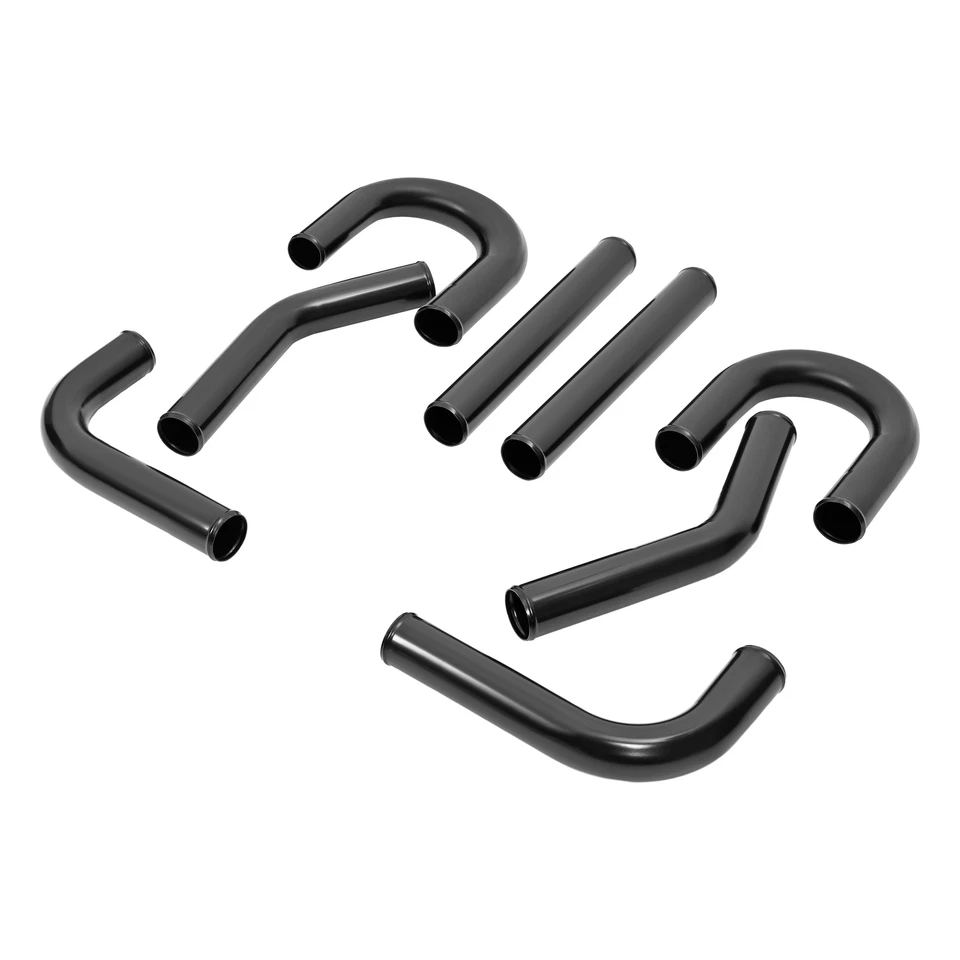 Kit de tubería intercooler turbo universal de aluminio negro de 2,5" 63 mm y manguera y abrazadera Foto 3 de 4