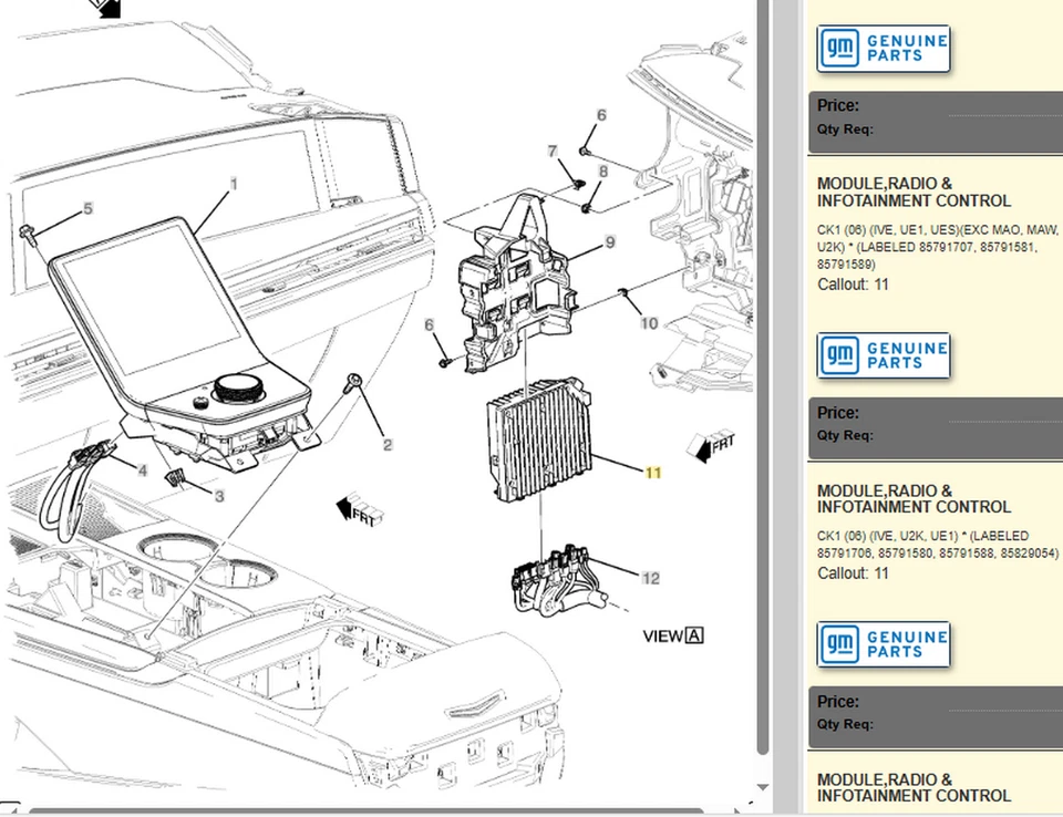 Unidad de cabina de vehículo (VCU) 2025 GMC Yukon módulo de control de infoentretenimiento y radio Foto 2 de 4