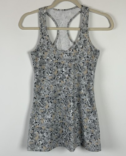 Lululemon womens tank racerback gray floral stretch size 4? - 第 1/9 張圖片
