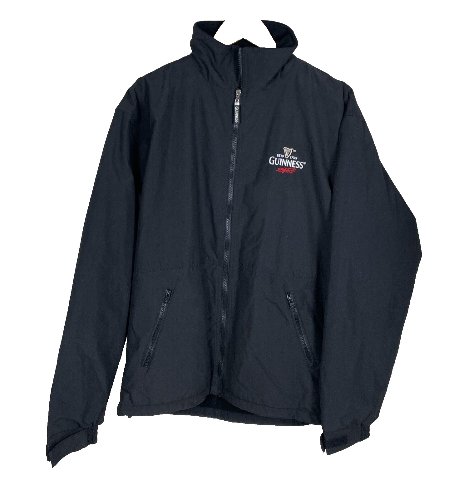 NWT Official Guinness Gear Mid Weight Coat Size Large Fleece Lined Embroidered