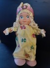 Rubber Face Hands Felt Doll Yellow Kerchief Gown Vintage Bendable 1960s Vintage — photo 1