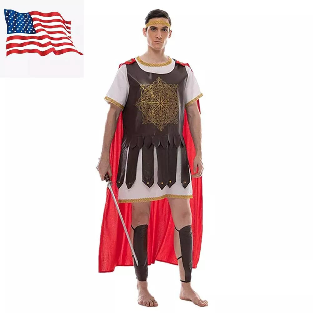 Adult Men Roman Warrior Costume Soldier Halloween Gladiator Cosplay Dress Up US
