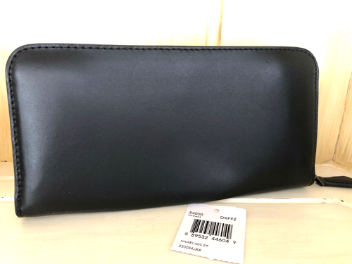 COACH X Disney Mickey Mouse Accordion Zip Wallet Glovetanned Leather Black 54000 - Picture 2 of 5