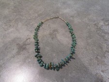 Santo Domingo Pueblo Turquoise, Heishi and silver necklace, 18"; handmade &nbsp;