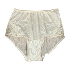 Vanity Fair Lace Brief Panties Nylon Vintage 13001 White Cream Size 6