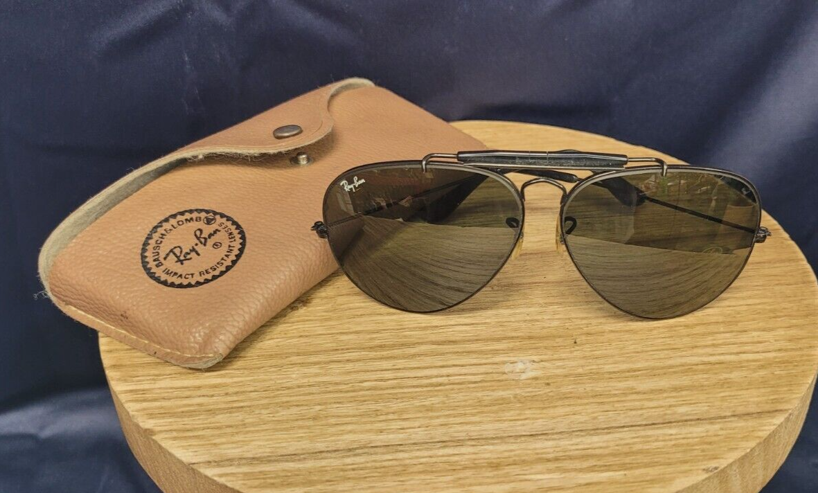 Vintage Ray Ban USA Aviator B&L 62 14 Black Frame Aviator  
