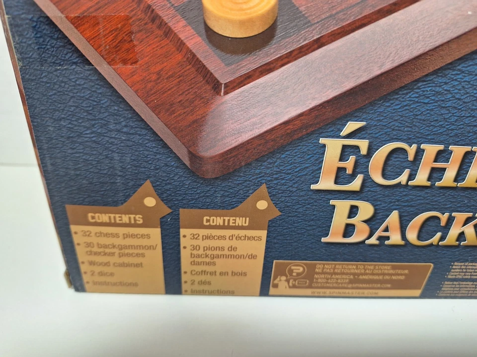 Traditions 3 in 1 Wooden Board Games Chess, Checkers and Backgammon Spinmaster - Image 3 of 4