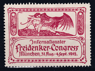 Vignette Reklamemarke Internationaler Freidenker Congress München 1912 Rot